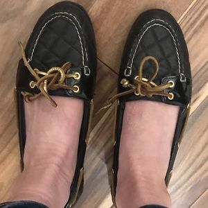 sperry black leather size 9